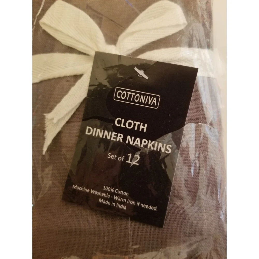 Cottonvia Fabric Dinner Napkins Set of 12 Dark Gray 100% Cotton Party Event NEW